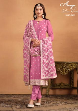 Picture of Georgette Pale Violet Red Straight Cut Salwar Kameez