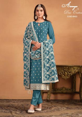 Picture of Georgette Dark Slate Grey Straight Cut Salwar Kameez