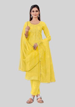 Picture of Charming Silk Yellow Straight Cut Salwar Kameez