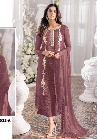 Picture of Georgette Rosy Brown Straight Cut Salwar Kameez