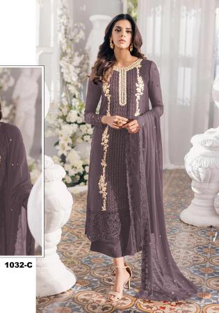 Picture of Fascinating Georgette Grey Straight Cut Salwar Kameez