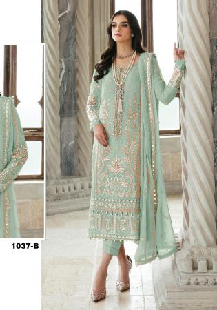 Picture of Georgette Dark Sea Green Straight Cut Salwar Kameez