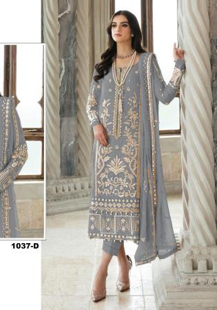 Picture of Georgette Slate Grey Straight Cut Salwar Kameez