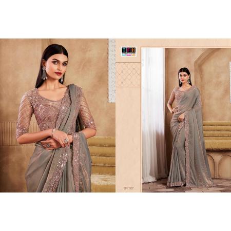 Picture of Well Formed Silk Dim Gray Saree