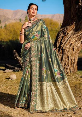 Picture of Taking Silk Dark Khaki Saree