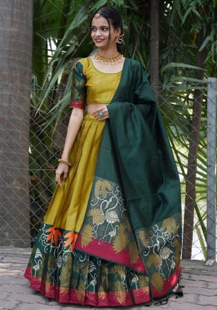 Picture of Shapely Silk Dark Khaki Lehenga Choli