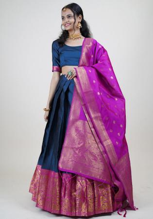 Picture of Enticing Silk Midnight Blue Lehenga Choli