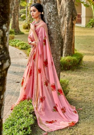 Picture of Wonderful Chiffon & Silk Light Coral Saree