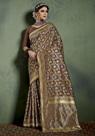 Picture of Graceful Silk Dark Olive Green Saree