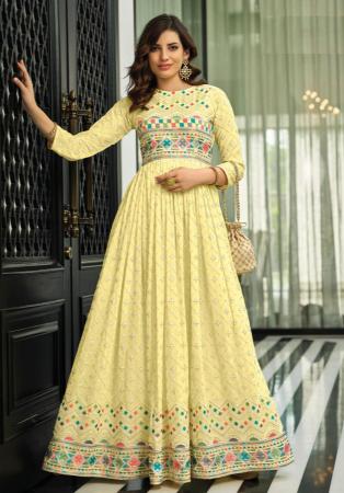 Picture of Elegant Georgette Wheat Anarkali Salwar Kameez