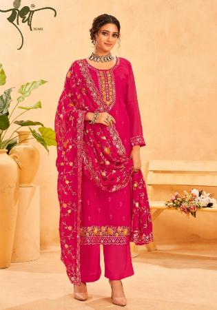 Picture of Lovely Organza Crimson Straight Cut Salwar Kameez