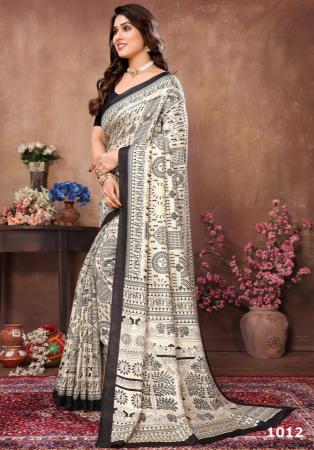 Picture of Nice Chiffon & Satin Beige Saree