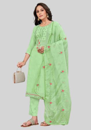 Picture of Ideal Silk Spring Green Straight Cut Salwar Kameez