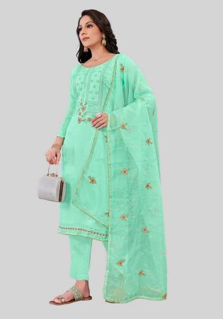 Picture of Sublime Silk Powder Blue Straight Cut Salwar Kameez