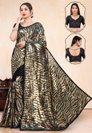 Picture of Stunning Georgette & Net Black Saree