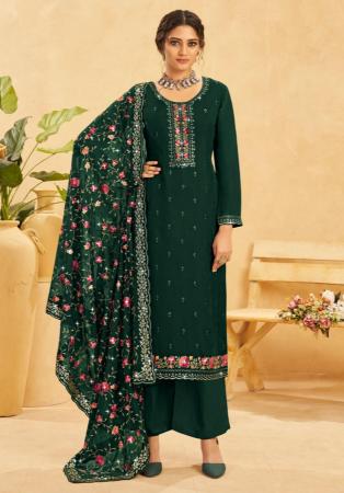 Picture of Organza Dark Slate Grey Straight Cut Salwar Kameez