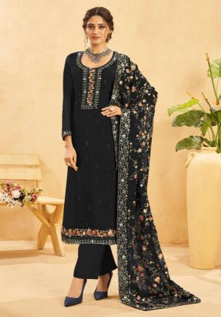 Picture of Comely Organza Black Straight Cut Salwar Kameez