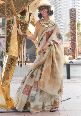 Picture of Graceful Chiffon Off White Saree