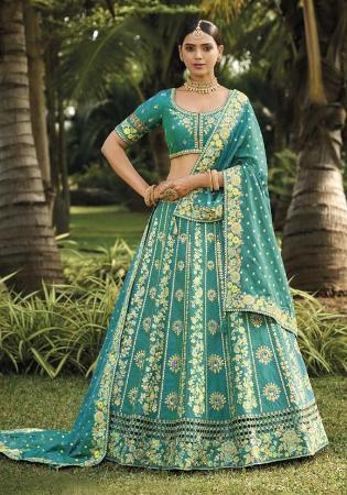 Picture of Comely Georgette & Silk Dark Cyan Lehenga Choli