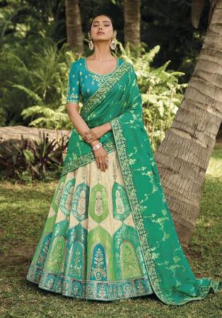 Picture of Ideal Georgette & Silk Dark Cyan Lehenga Choli