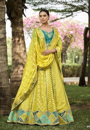 Picture of Graceful Georgette & Silk Golden Rod Lehenga Choli