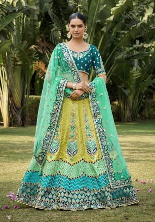 Picture of Nice Georgette & Silk Dark Khaki Lehenga Choli