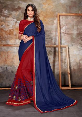 Picture of Delightful Net & Silk Dark Slate Grey Saree