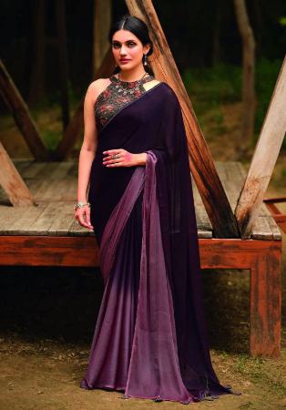 Picture of Nice Net & Silk Midnight Blue Saree