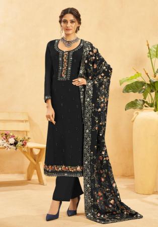 Picture of Delightful Organza Black Straight Cut Salwar Kameez