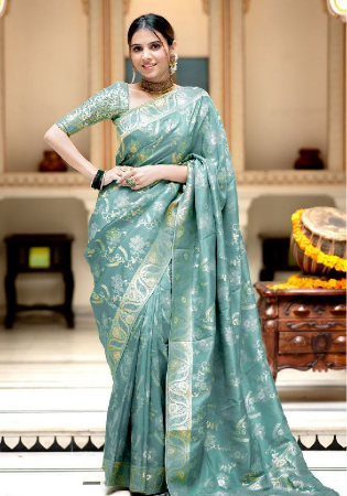 Picture of Well Formed Silk Cadet Blue Saree