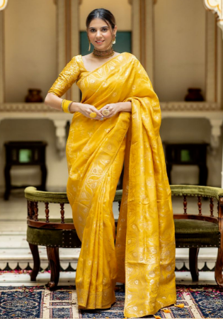 Picture of Radiant Silk Dark Golden Rod Saree