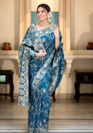 Picture of Ideal Silk Midnight Blue Saree