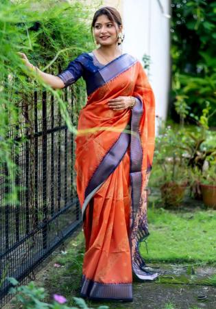 Picture of Resplendent Silk Coral Saree