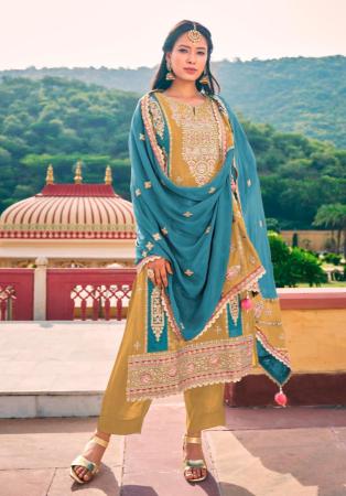 Picture of Chiffon & Silk Rosy Brown Straight Cut Salwar Kameez