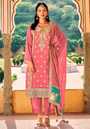 Picture of Ideal Chiffon Light Salmon Straight Cut Salwar Kameez