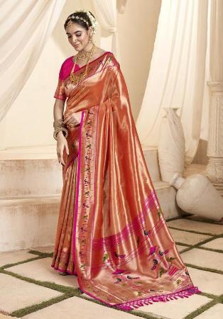 Picture of Beauteous Silk Pale Violet Red Saree