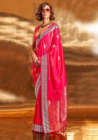 Picture of Pleasing Satin & Silk Deep Pink Saree