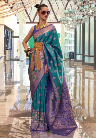 Picture of Beautiful Silk Sea Green Saree