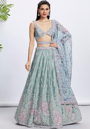 Picture of Charming Georgette Medium Sea Green Lehenga Choli