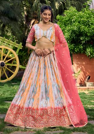 Picture of Alluring Chiffon Off White Lehenga Choli