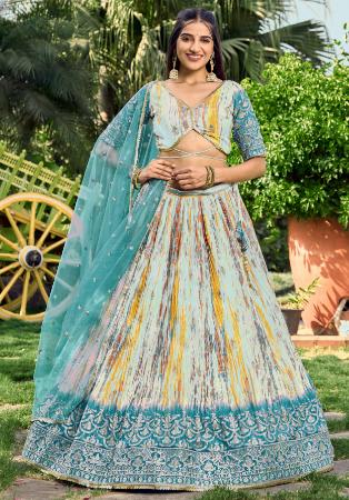 Picture of Taking Chiffon Dark Khaki Lehenga Choli