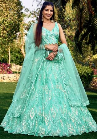 Picture of Bewitching Net Powder Blue Lehenga Choli