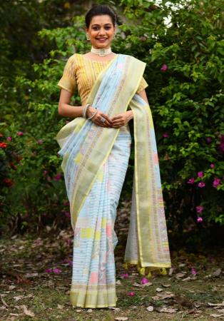 Picture of Taking Linen Powder Blue Saree