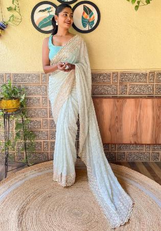 Picture of Nice Georgette Powder Blue Saree