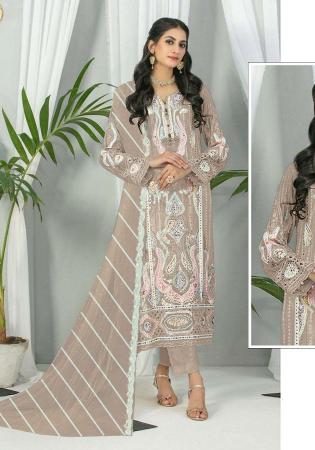 Picture of Georgette Rosy Brown Straight Cut Salwar Kameez