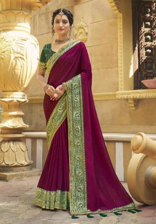 Picture of Pleasing Silk Dark Red Saree