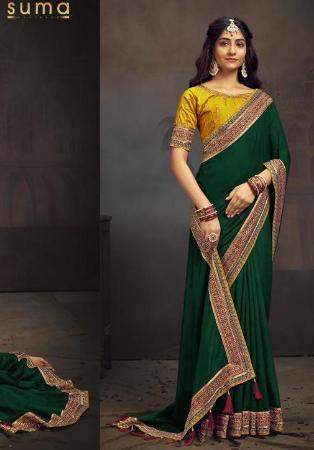 Picture of Pleasing Silk Dark Green Saree