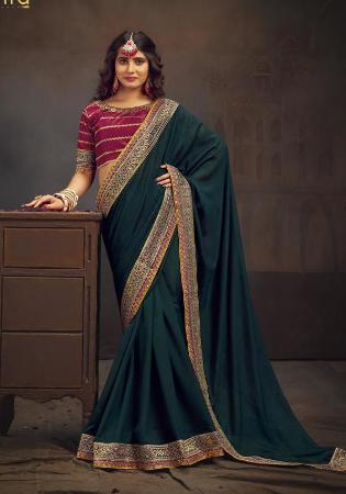 Picture of Pleasing Silk Navy Blue Saree