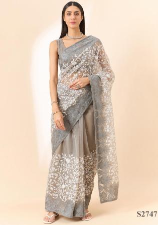 Picture of Nice Organza Dim Gray Saree