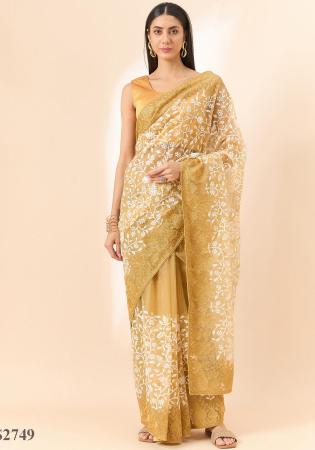 Picture of Pretty Organza Burly Wood Saree